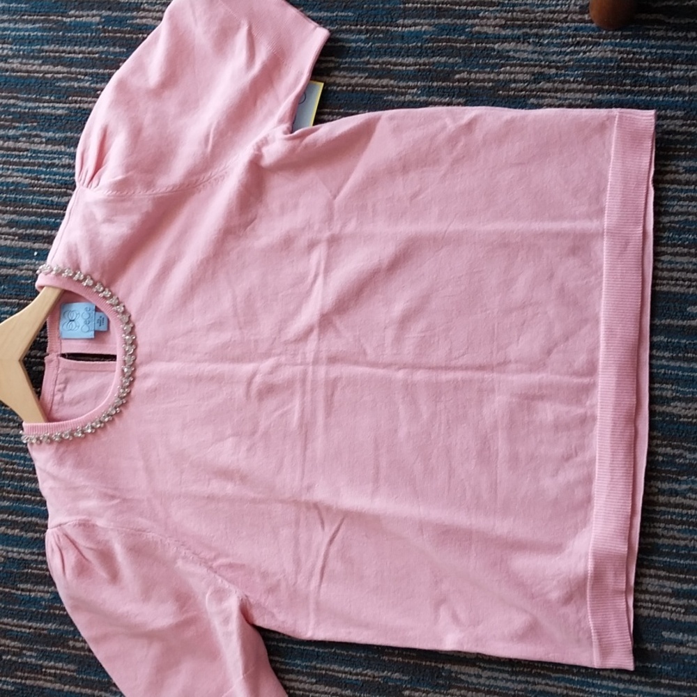 Nwt CEce PINK Blouse with ZIRCONIA